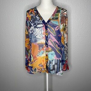 Multi Color sheer blouse with beautiful detail